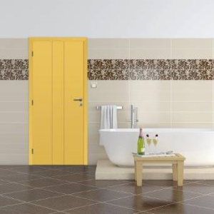 Koupelnové dveře RAINBOW s trojím lakováním v odstínu pískové žluté